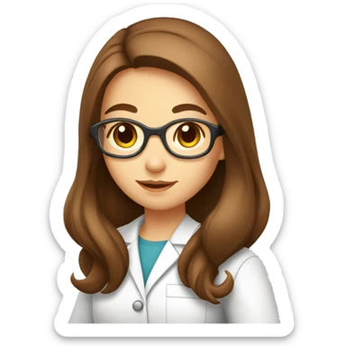 Cute Chemist Lab girl long brown hair chemistry analysis experiment sticker