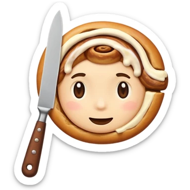 cinnamon roll holding knife sticker