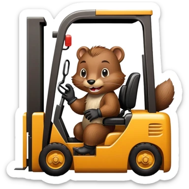 a forklift-driving beaver sticker