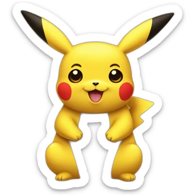 Pikachu qui fait un câlin à un panda sticker