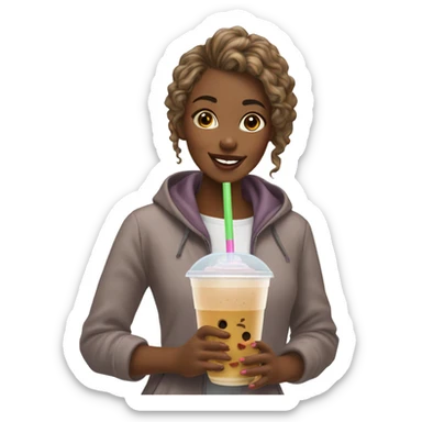 fille qui offre un bubble tea à sa copine sticker