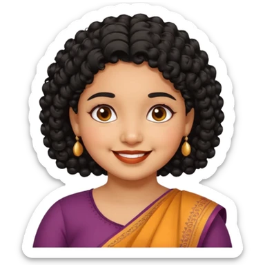 Indian fat girl south Indian curly short black hair sticker