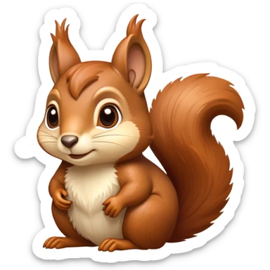 Cinematic Noble Squirrel Portrait Emoji, Poised and regal, with a nimble, agile build and a lush, well-groomed Fur of rich auburn and cream, deep-set soulful bright eyes, Simplified yet sharp and sophisticated features, highly detailed, glowing with a soft, dignified glow, high shine, intelligent and spry, stylized with an air of woodland charm, focused and attentive, soft glowing outline, capturing the essence of a watchful and confident rodent, so majestic it feels as though it could scamper out of the screen with effortless authority! sticker