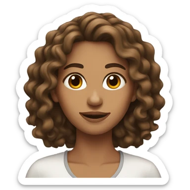 Woman with long curly/coil brown hair sticker
