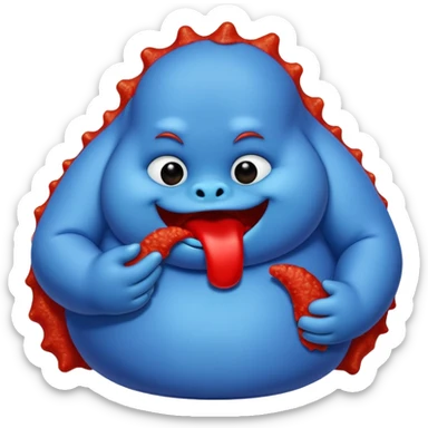 A fat blue takis Alive eating red takis sticker