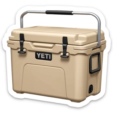 A beige YETI cooler sticker
