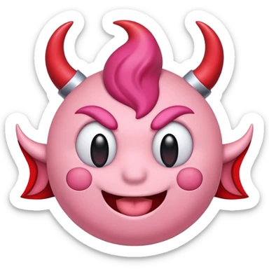 Kirby sitting with devil red horns sticker