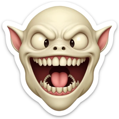 jaw droup a long monster mouth "no horns at al"l a creepy monstrer sticker