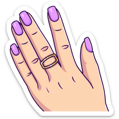 lilac pastel manicure with glitter effects sticker