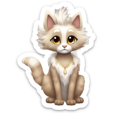 Furry, sparkle, iridescent, colorful, pastel, edgy, cool, fantasy beautiful, brown, beige, white, divine, godly, angelic, animal, anthro, full body, fursona, feline sticker
