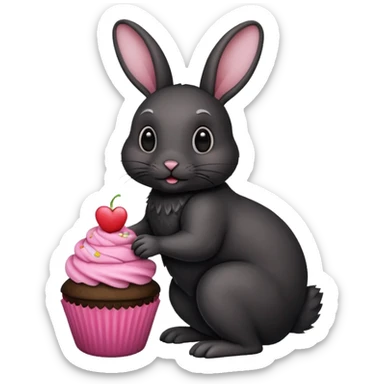 black Rabbit with cupcake sticker