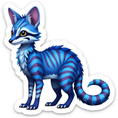 Feral Rare Fantasy vibrant dark shady shaded detailed deep-dark-cobalt-blue-gradients-colored colorful Vernid-Sergal-Genet-Trico-species by LiLaiRa, random markings, tufted tail, tufted ears, full body sticker