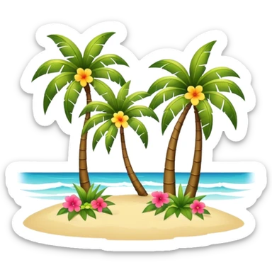 warm summer breeze blowing through beach palm trees and flowers sticker