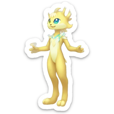 Anthro Sona Colorful Ethereal Pretty Godly Celestial Shiny Fakemon Full Body sticker