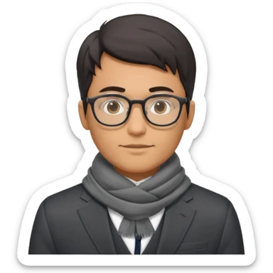 gray scarf male dark hair with suit glasses sticker