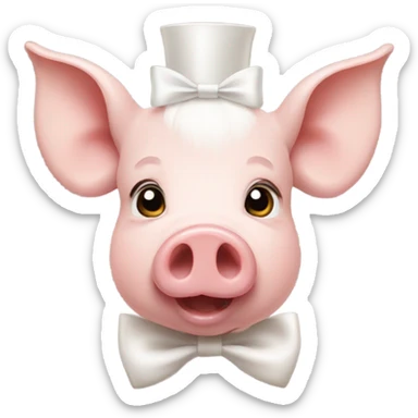 pig with a white bow on forehead sticker