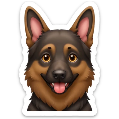 cartoon style dark German Shepherd dog with longer tongue hanging out  sticker
