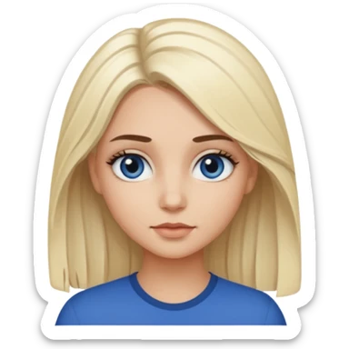 white blonde girl with grown out dark roots and dark blue eyes that's not really tan but not pale sticker
