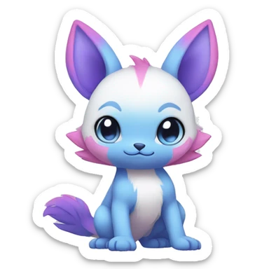 Cute cool white blue purple pink animal hybrid Fakemon full body sticker