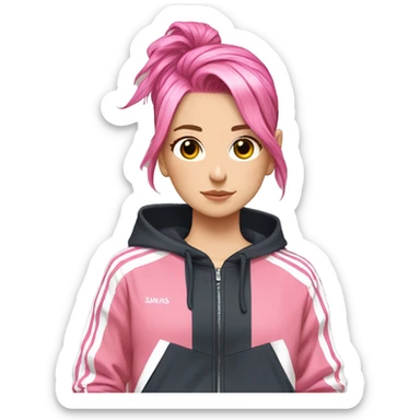 tracksuit with strips top, pink hair, anime girl  sticker