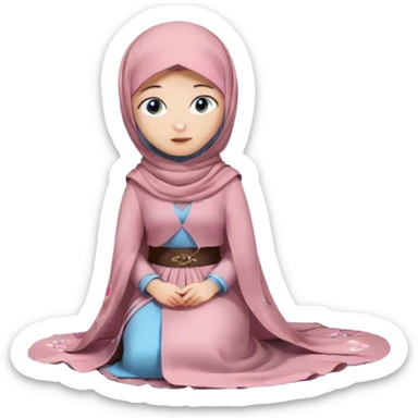 Turkish beautiful finish Konya girl blue eyes with hijab and sakura dress long tailed on the floor  sticker