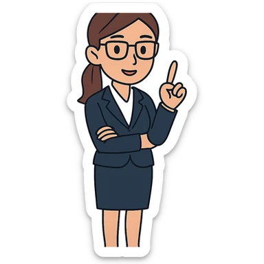 flat toon style business lady with black rimmed glasses sticker