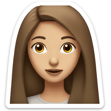 a girl with straight long brown hair and browns eyes and full lips and slim nose looking kinda arabic sticker