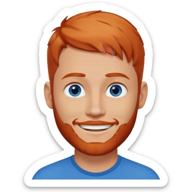 homme blanc, yeux bleu, cheveux court avec barbe rousse et boucle d'oreille sticker