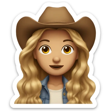 Girl with long light brown hair and cowboy hat with big lashes  sticker