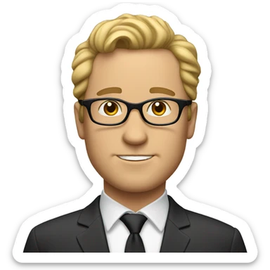 white man with curve hair and glasses sticker