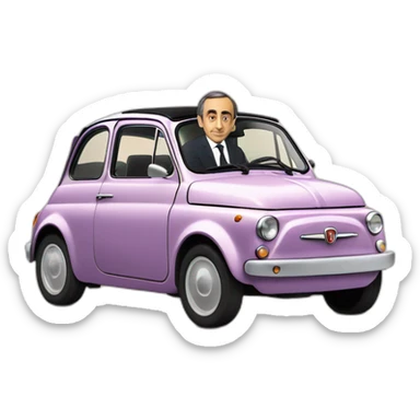 Éric Zemmour dans une Fiat 500 sticker