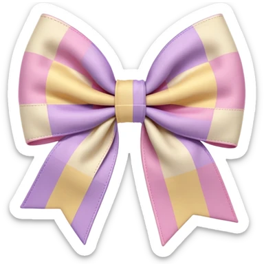 Cottagecore style ultra realistic detailed fabric in cottagecore pink, beige, buttery soft yellow, pastel purple color scheme  a large 3D bow in a plaid type pattern, isolated, 3d rendering, 8k resolution, DPI 300, Must not be blurry, no emoji icons, must not be low resolution sticker
