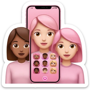 pink video call between 2 people on different phone sticker