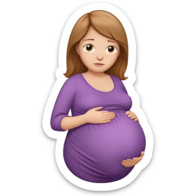 very heavily pregnant overdue woman with very large belly sticker