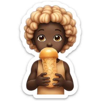 Cute black baby holding a baby peanut butter jellyfish sticker