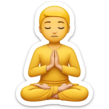 classic yellow emoji meditating, eyes closed, hands resting on knees sticker