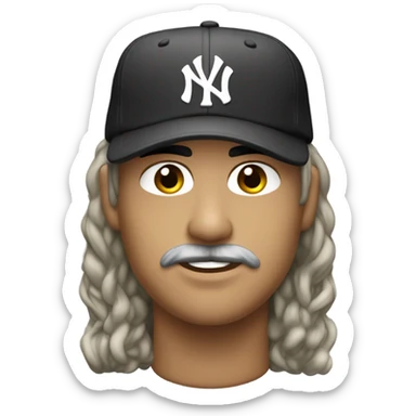 Homme blanc / cheveux courts noir / yeux en amande / viril / mal rasé / casquette yankee noir sticker