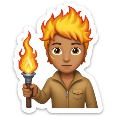 Sneaky person holding torch of fire sticker