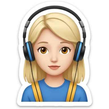 Una chica escuchando música con audífonos  sticker