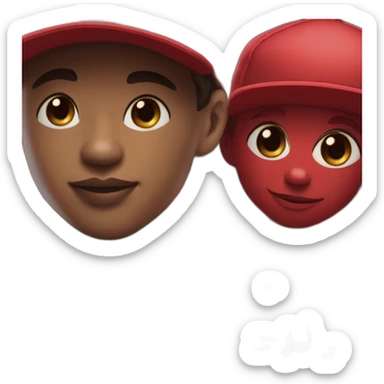 Morocho boy in red attire with a red NY cap red and Jordan Retro 4 red🌟. sticker