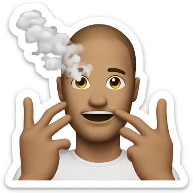 Emoji with smoke around puts his hand in front of his face  sticker