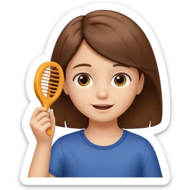 child combing their hair, happy and tidy sticker