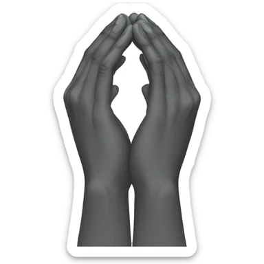 	Two hands together in a prayer-like position, palms flat.
	•	Fingers extended straight, thumbs pressed together. sticker