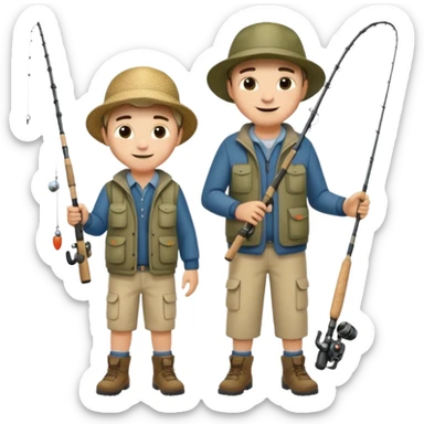 father and son fishing, full body sticker