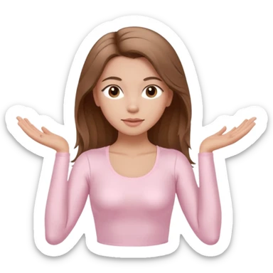 brown hair girl wearing light pink pilates clothes, silk beautiful medium hair and brown eyes sticker