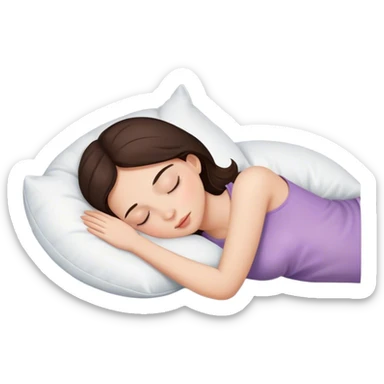 brunette girl sleeping with pillow  sticker