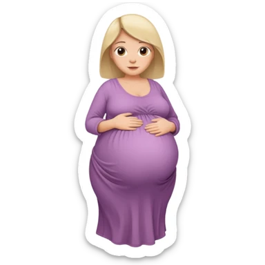 very heavily pregnant overdue woman with very large belly sticker