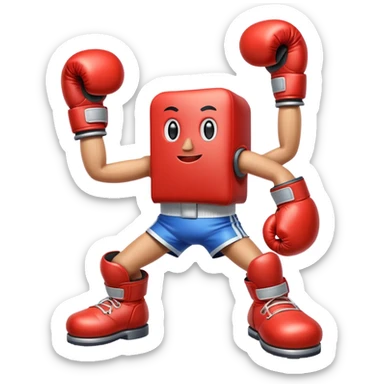 A cartoon-style anthropomorphic train with boxing gloves sticker