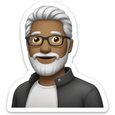  tall man, black and white hair, with medium gray beard, wearing round glasses sticker