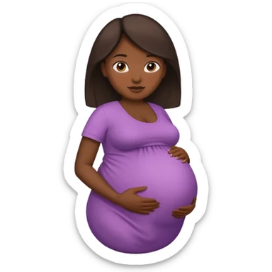 very heavily pregnant overdue woman with unnaturally very large belly sticker